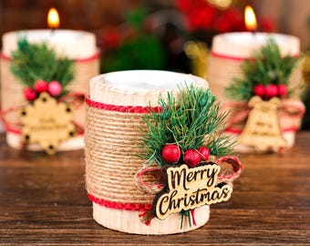 Christmas Ornaments, Candle Holder, Christmas Gifts, Merry Christmas Candles, Christmas Decor, Happy Holidays, Coworker Gifts, Holiday Decor