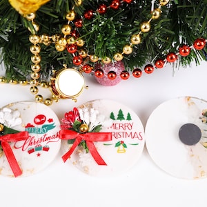 Imán de resina epoxi para regalo de Navidad personalizado, imán de resina epoxi personalizado con caja de regalo, regalo de Año Nuevo, regalo de fiesta de bodas de Navidad para invitados, baby shower