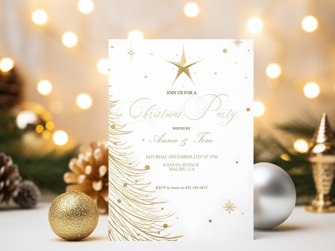Printable Christmas Tree Party Invitation Editable White - Etsy