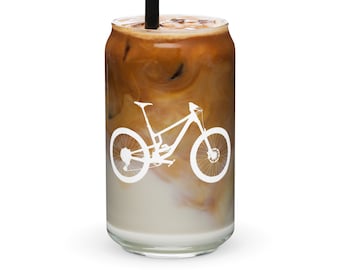 Mountain Bike Can Glass, Downhill Bike Drinkware (16 oz)