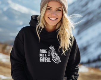 Bluza z kapturem Ride Like a Girl MTB, bluza do jazdy na rowerze górskim, girl power