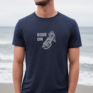 ride on mtb tshirt, mountain biking tee, downhill bike
