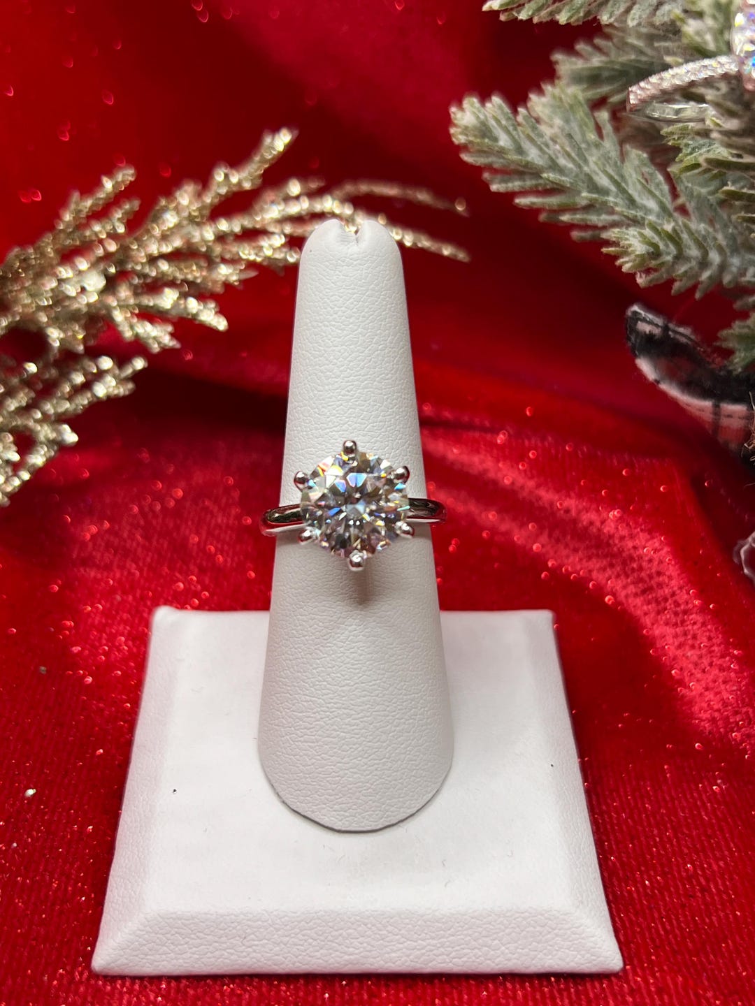 5 Carat  Moissanite Platinum-Plated Solitaire Ring