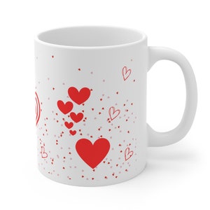 Taza con corazones rojos. Taza para parejas Taza del amor Taza para abuelos nuevos 2024. Regalo para mamá nueva 2024 Regalo recuerdo de boda