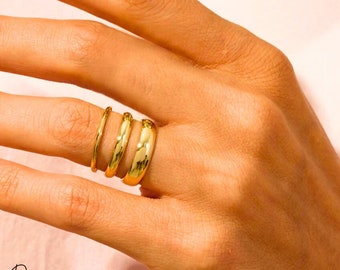 18k Gold Band Rings • Simple Band Rings • Dainty Simple Ring • Gold Stackable Ring • Layer Ring • Gold Band Ring • Wedding Band