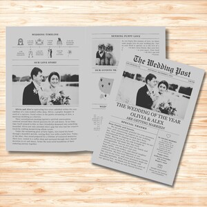 Wedding Newspaper, Wedding Newspaper Template, DIY Newspaper, Newspaper Wedding Template, Wedding Newspaper Canva, Newspaper Wedding Program