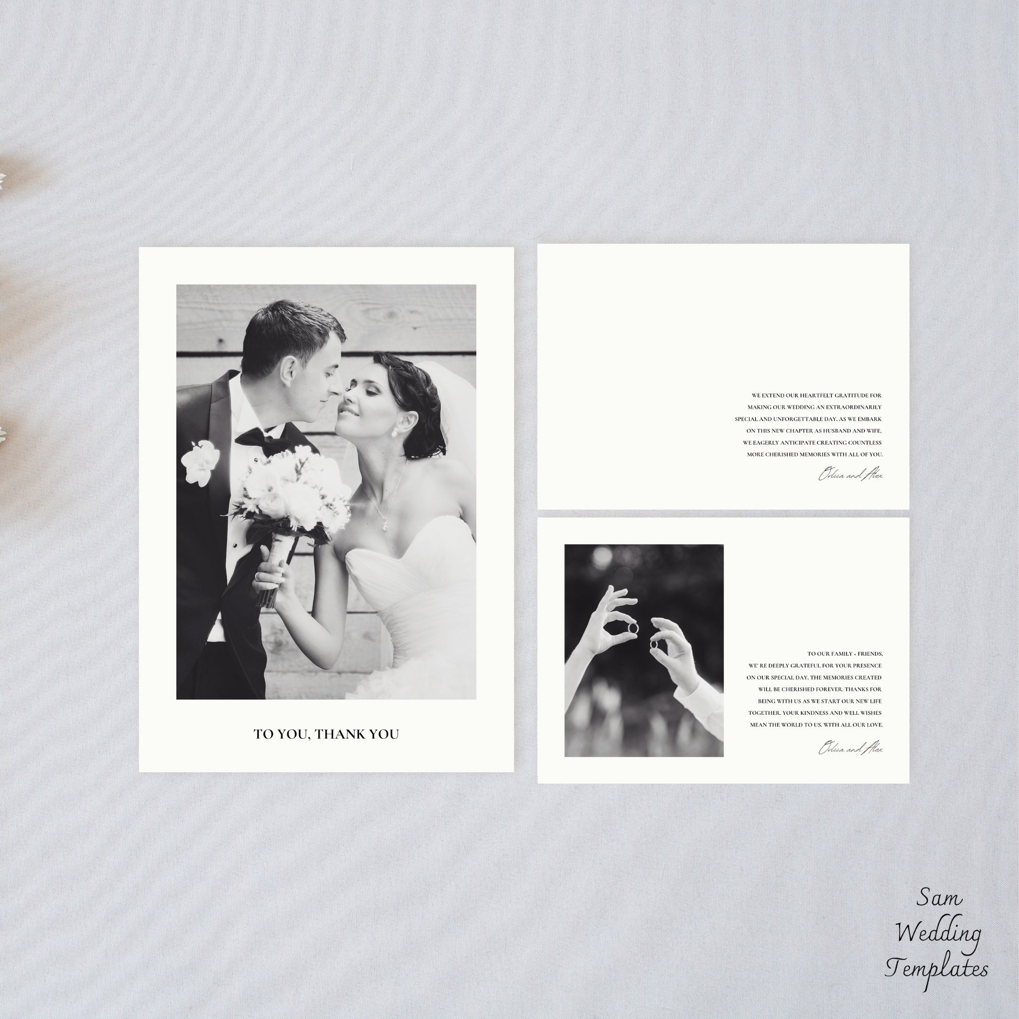 Minimalist Wedding Thank You Card With Photo Editable - Etsy