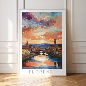 Florenz Reise Poster, Italien Wandkunst, Florenz Reise Poster Geschenk, Ölfarbe Italien Reise Poster, Aquarell Italien, Florenz Brücke Druck