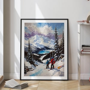 Whistler Canada Travel Poster Wall Art Snow Poster Canada Oil Paint Travel Poster Watercolor Snowboard Skii Wall Art Decor Download Print
