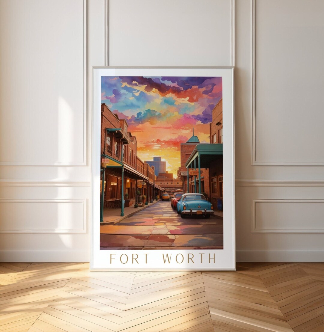 Fort Worth Texas Travel Poster Wall Art Gift Print, Stockyards Texas ...