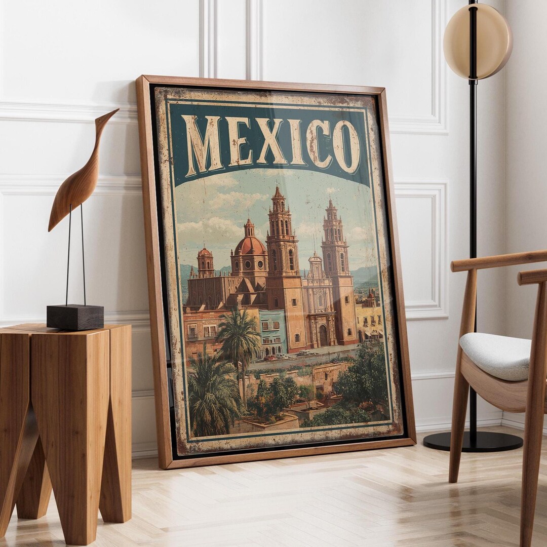 Mexico Travel Poster | Vintage Mexico City Wall Art | Retro Mexican ...
