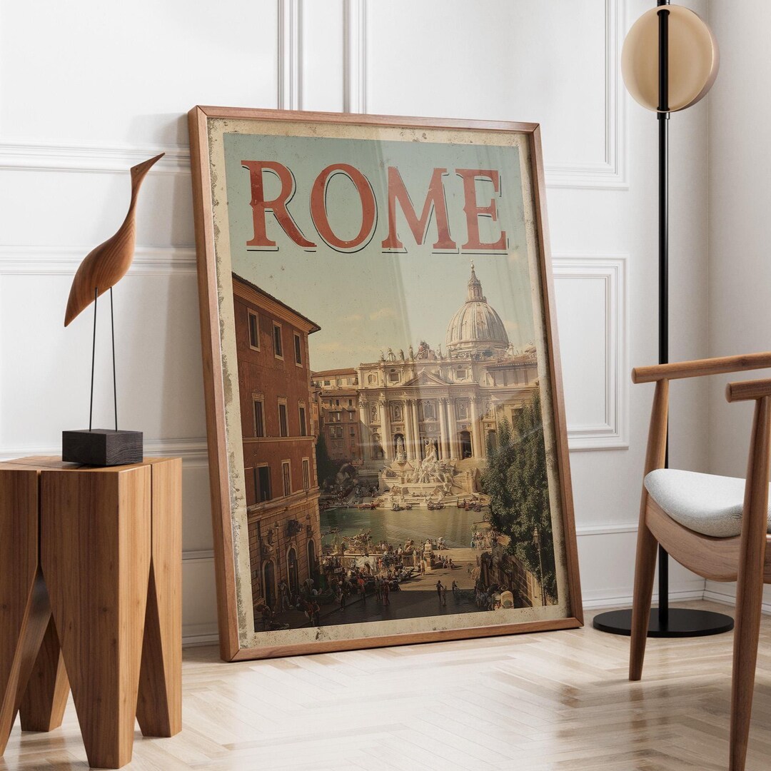 Window View Poster Rome Vintage Rome Travel Poster | Italian Cityscape Wall Print | Cathedral ...