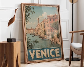 Vintage Italy Travel Poster | Venice Canal Wall Art | Italian City Decor | Venice Italy Retro Print | European Poster | Italian Gift Poster