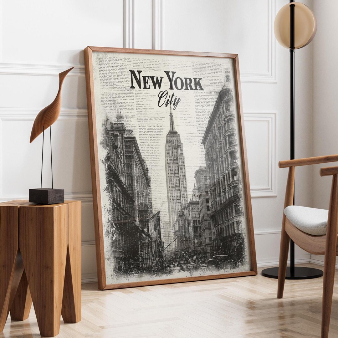 New York City Wall Art | NYC Empire State Building Print | Retro ...
