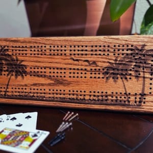 Palme Cribbage Board Strandhaus Geschenk für Großeltern Geburtstag für Papa Geburtstag Geschenkidee für Opa Geschenk für Oma Spiel Geschenkidee