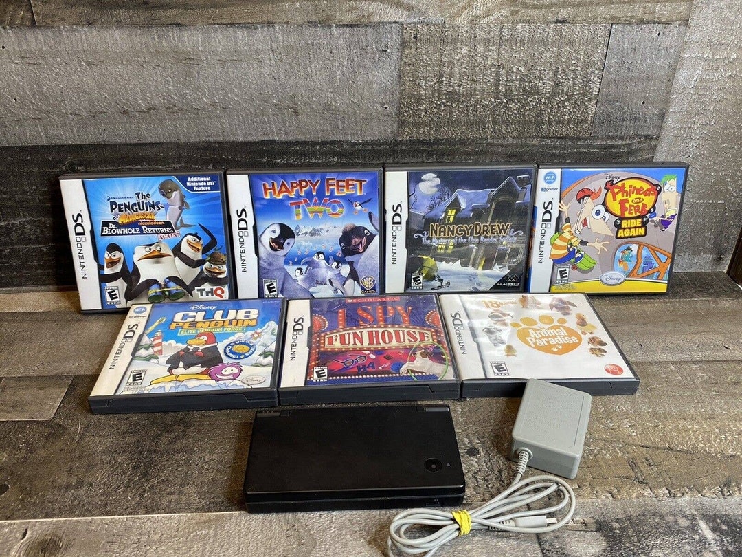 Nintendo Dsi Black Handheld Video Game Console Lot W/ 7 Games Etsy