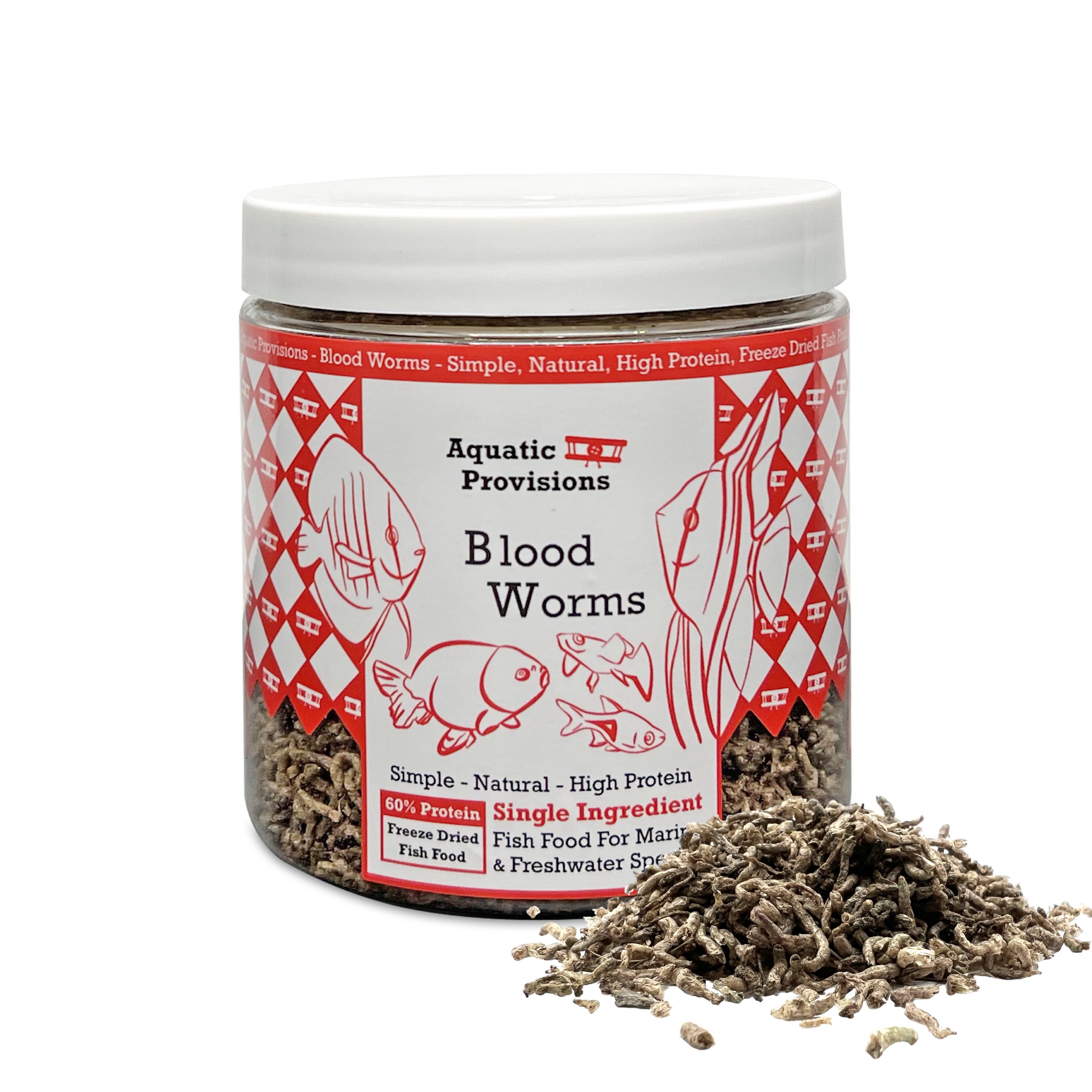Freeze Dried Blood Worms Natural High Protein Fish Food for Marine &  Freshwater Species Freeze Dried Fish Food 