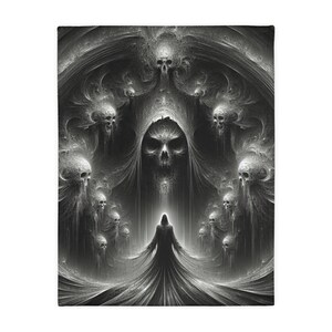 Gothic Samt Mikrofaser Decke, gemütlicher Überwurf für Horror-Liebhaber, Halloween Geschenk, einzigartiges Wohndekor, beidseitiger Druck