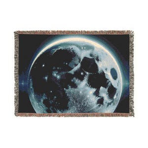 Moon Phase Woven Blanket, Cozy Throw for Stargazers, Celestial Home Decor, Perfect for Astrology Lovers