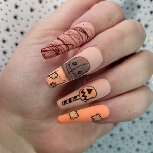 Fall Scarecrow Nails|Press On Nails|Handmade Nails
