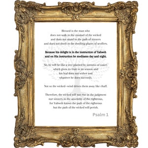 Psalm 1 Digital Download Bible Verse Art Frame Christian Decor Jewish ...