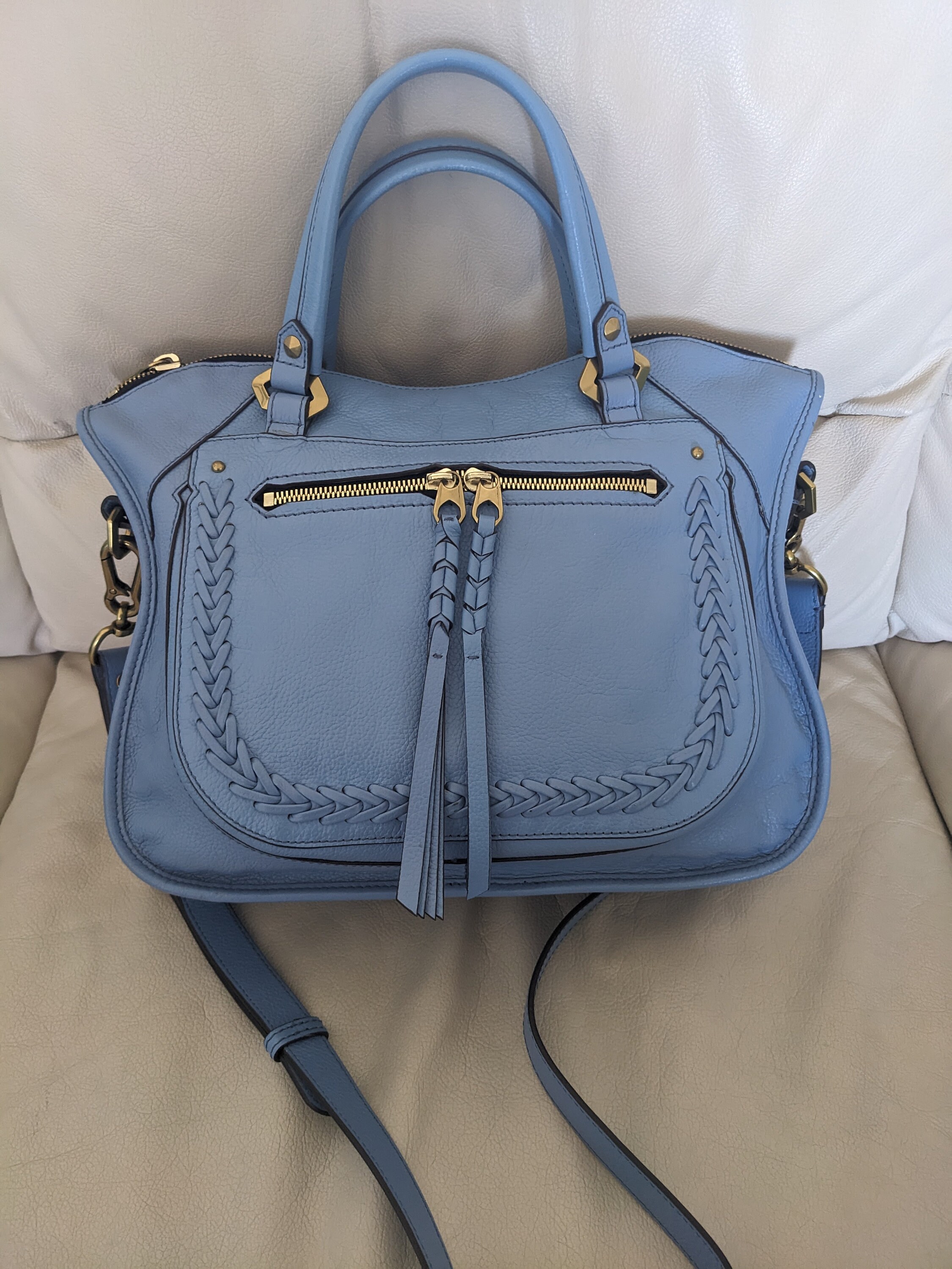 Vtg ORYANY Sky Blue Pebbled Leather Purse Etsy