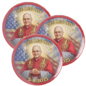 Pope Leo XIV Pinback Buttons, Catholic Pin Accessories, Papal Memorabilia, 2.25 Inches (Pack of 3)