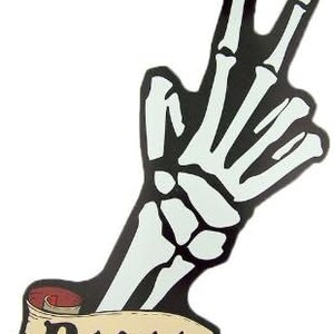 Peace Out Skeleton Bones Hand 11&quot; Car Magnet Bumper Sticker Halloween Decoration