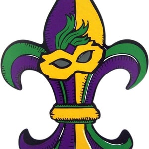 Aimant de voiture Mardi gras violet, vert et jaune, fleur de lys, sticker magnétique pour casier ou réfrigérateur