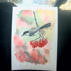 The nun and the rowan tree, original watercolor