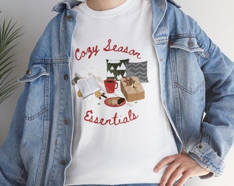 Camiseta de temporada acogedora de invierno / Amante de los libros / Lector acogedor / Regalo de lector romántico / Amante del café / Camisa navideña acogedora / Galletas de Navidad