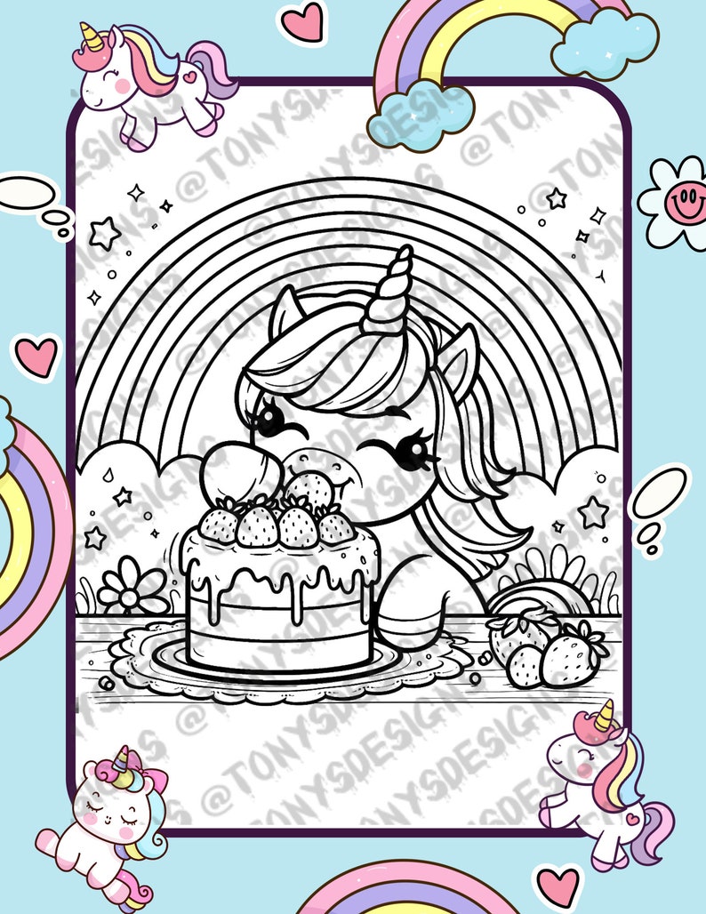 Unicorn Food Coloring Pages 10 Pages to Color PDF File to Print Out - Etsy Canada