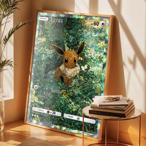 Affiche carte Pokémon Evoli Van gogh, cadeau original, poster Eevee pokémon, décoration murale, cadre non fourni, Carte Evoli