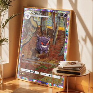 Van Gogh Gengar Pokémon-kaartposter, origineel cadeau, Gengar-poster, wanddecoratie, lijst niet inbegrepen, Gengar-poster.