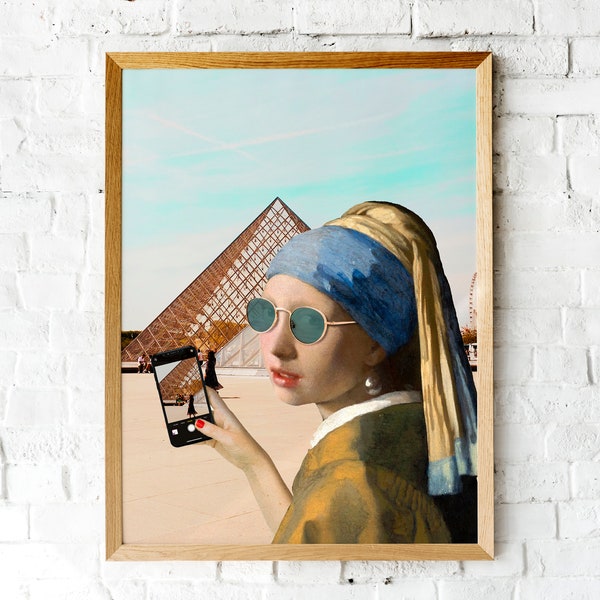 Affiche souvenir | La jeune fille à la perle | Poster | Hommage Johannes Vermeer | Paris, Louvre | Décoration murale intérieur | Artwork