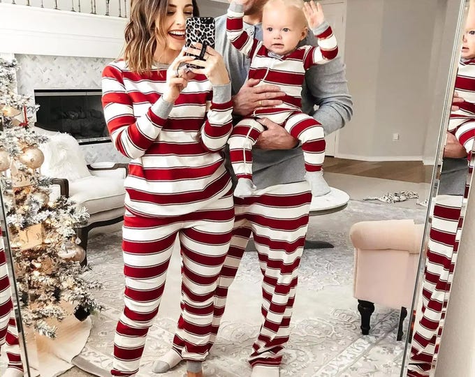 Striped Family Christmas Pajamas: Matching Holiday Outfit