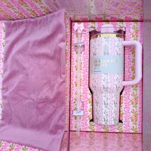 Floral Tumbler Gift Box: 40oz Stainless Steel, Love Shack Fancy Style