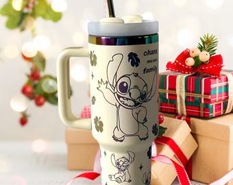 Stitch Laser Engraved Tumbler: 40oz Stainless Steel Gift