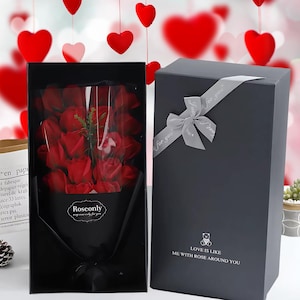 Valentine&#39;s Day Creative Gift 18 Rose Soap Flower Gift for Birthday Valentine&#39;s Day Gift Box for Her Flower Soap Gift Box Handmade Rose Soap