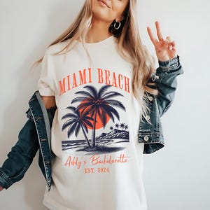 Custom Miami Bachelorette T-Shirt: Tropical Beach Bridal Party Tee
