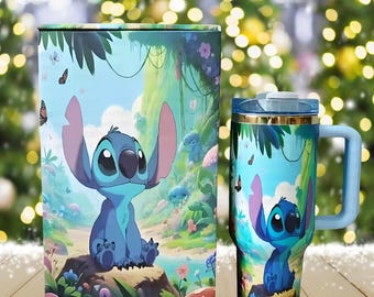 Engraved Stitch Tumbler: 40oz Travel Coffee Mug, Custom Laser Design