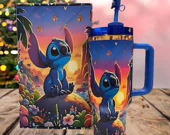 Engraved Stitch Tumbler: 40oz Travel Coffee Mug, Custom Laser Design