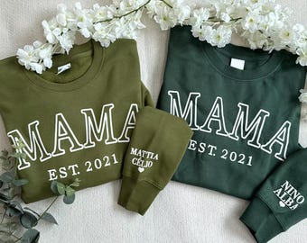Personalized Mama Sweatshirt with Kid Names – Custom Mom Gift