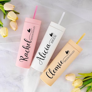 Custom Personalized Tumbler Bridesmaid Party Tumbler with Straw Vacation Cups Bachelorette Party Wedding Gift Bachelorette Party Tumbler Mrs
