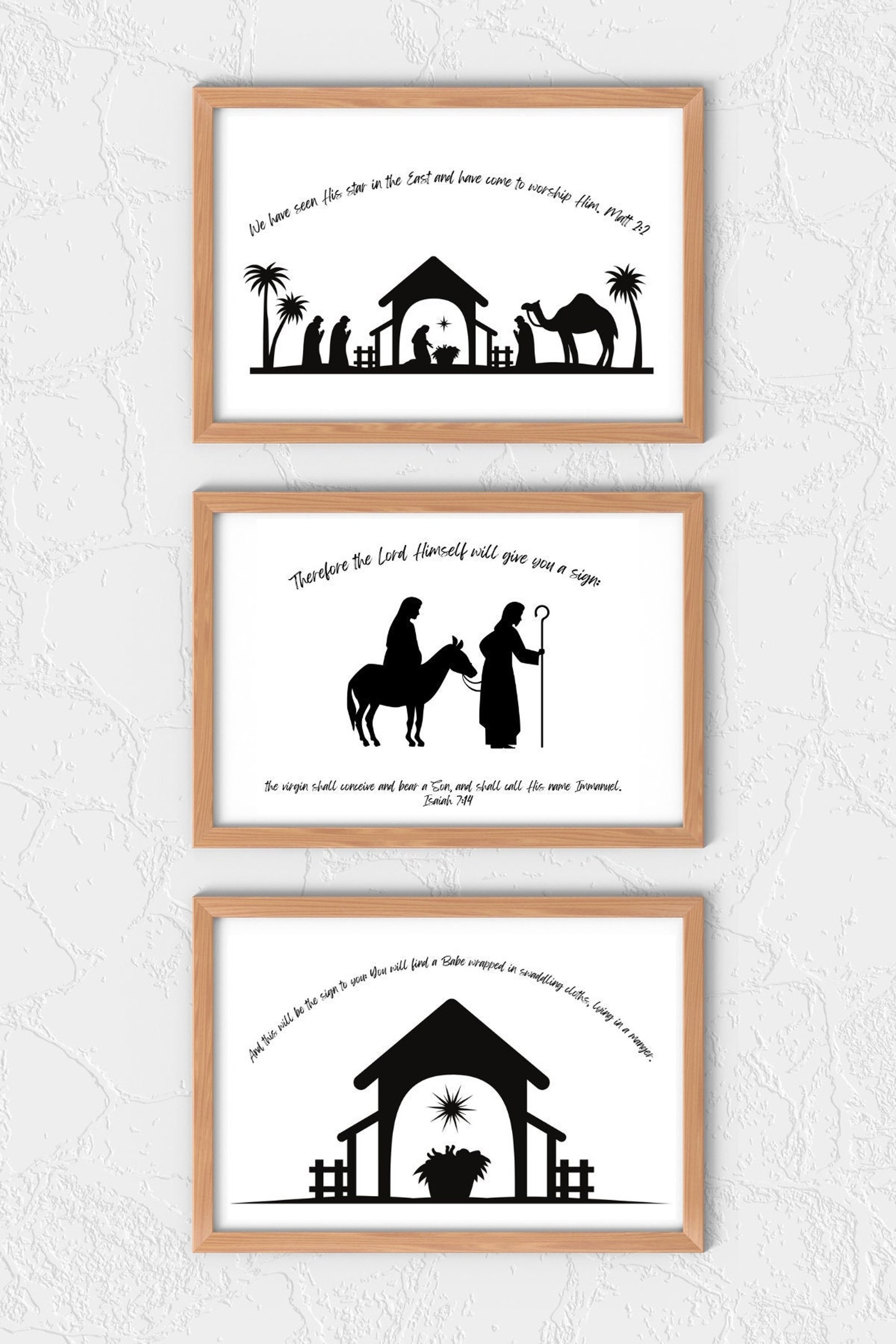 3 Piece Christmas Nativity Set Printable Religious Art Etsy