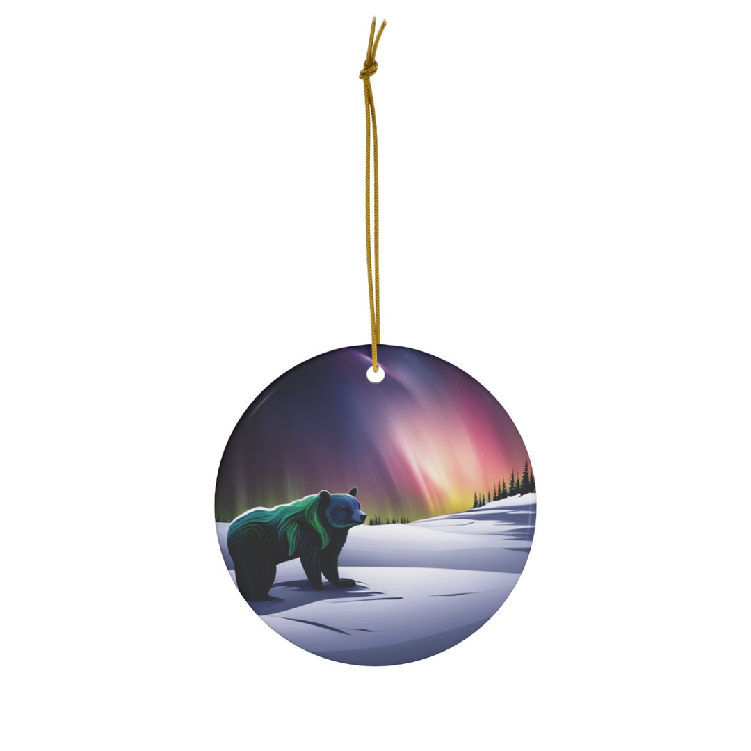 Bear Under the Northern Lights Christmas Tree Ornament A Etsy