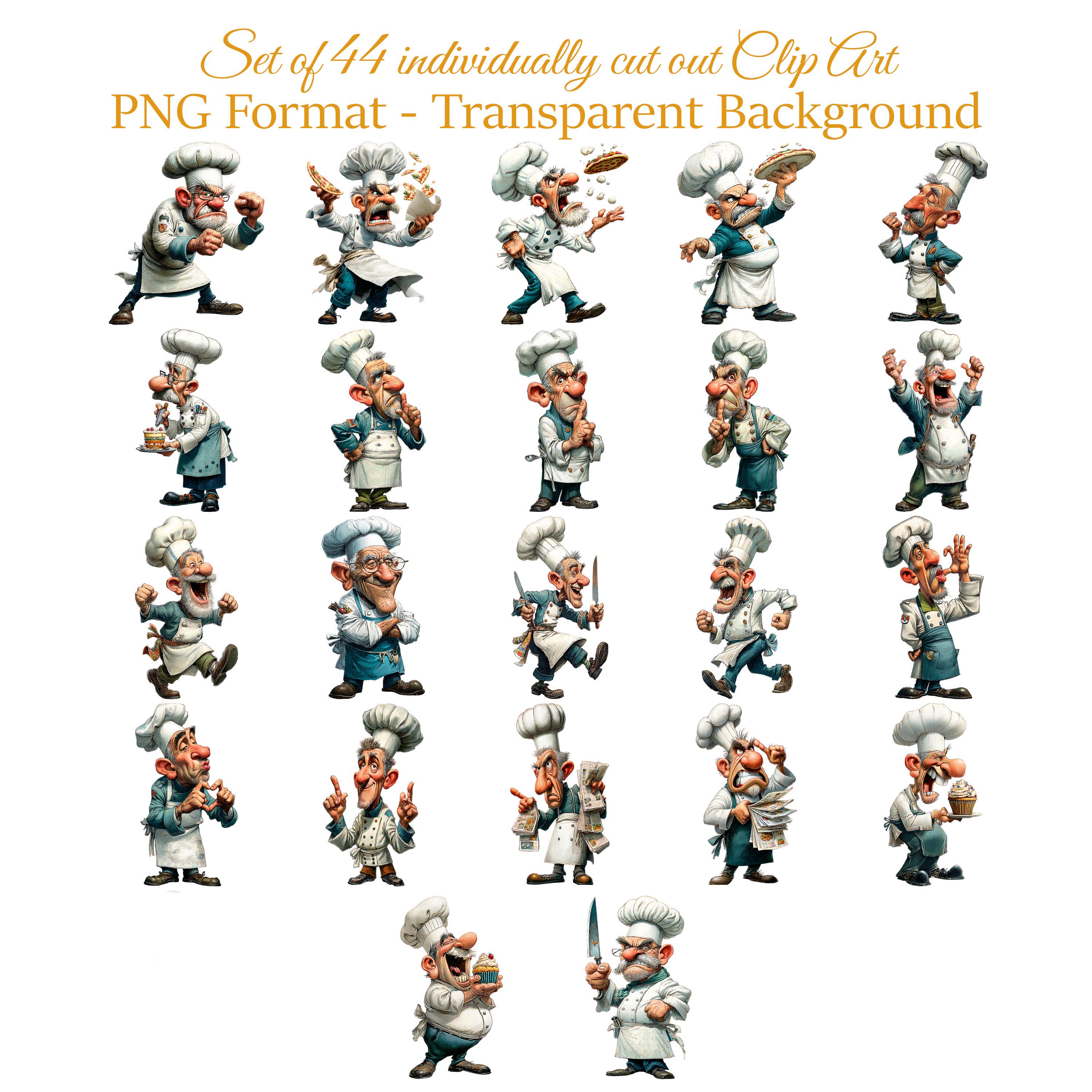 Silly Chef Graphics Funny Old Man Chefs PNG Clipart, 44 Whimsical Sassy Characters Kitchen ...