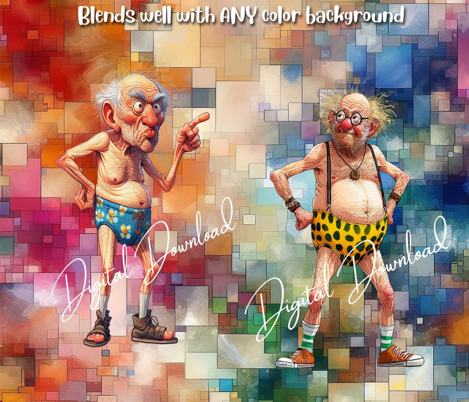 15 Funny Summer Spunky Grandpa Old Men Clip Art Transparent Background ...