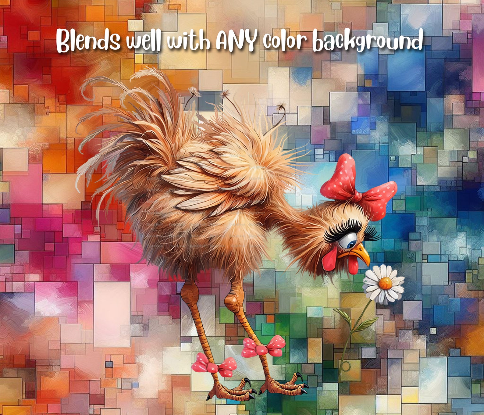 15 Funny Cheeky Chickens Clip Art, Transparent Background PNG 300 DPI