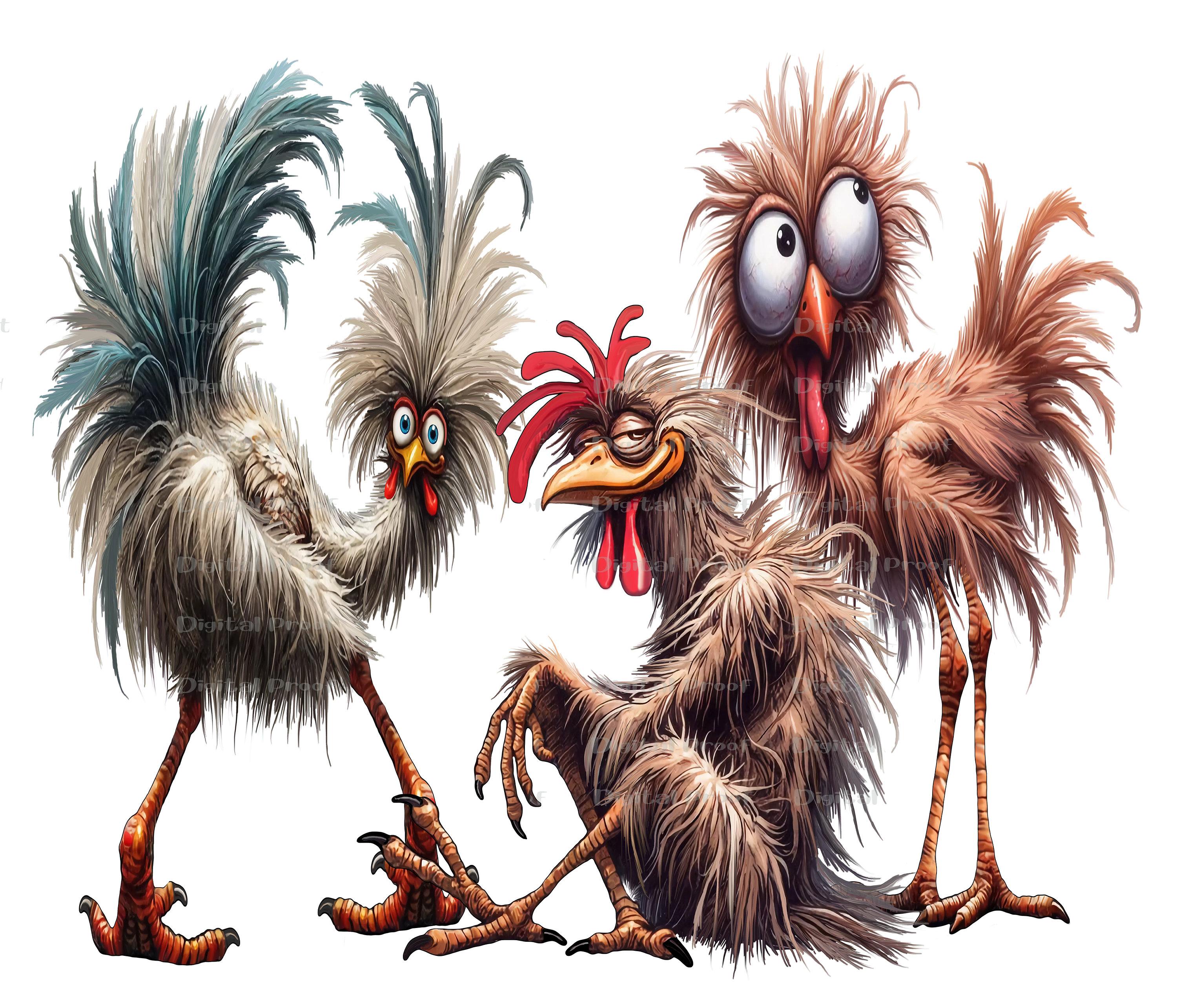 Silly Exploding Chicken Funny Sassy Chickens PNG Clip Art: 22 Transparent Background Digital ...